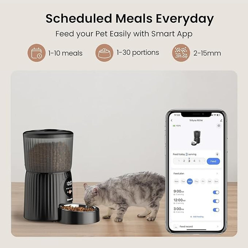 Comedero Automático Para Gatos, Comedero Inteligente Para Mascotas Con Wi-Fi.